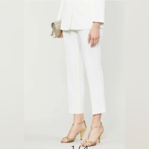 SANDRO Jens Stretch-crepe Trousers In Ivory size 34/2
